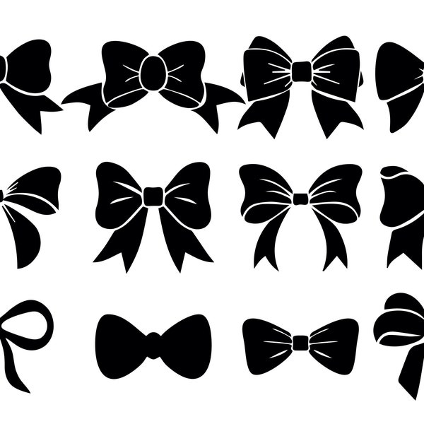 Bow Bundle SVG PNG DXF Files, Bow Cut Files for Cricut Silhouette, Bow Decor, Southern Style, Gift for girl, Baby girl svg