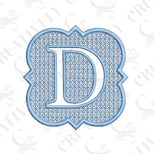 Monograma de bordado de máquina de letra D en relieve, monograma para toallas, monograma para manta, monograma de estilo sureño, regalo de anfitriona, regalo de bebé