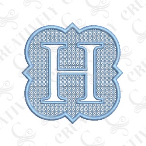 Embossed Letter H Machine Embroidery Monogram, Monogram for Towels, Monogram for Blanket, Southern Style Monogram, Hostess Gift, Baby Gift