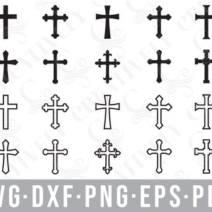Pliki SVG PNG DXF z Christian Cross Bundle, pliki do cięcia krzyżowego dla Cricut Silhouette, prezent na pierwszą komunię, prezent na bierzmowanie, prezent chrześcijański