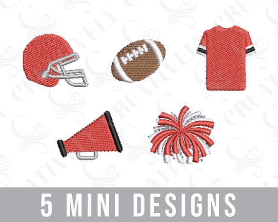 Football Season Mini Embroidery Design Bundle Digital Download, Football Mini Designs, 5 Designs, Football Season Fall Cheer Mini Designs