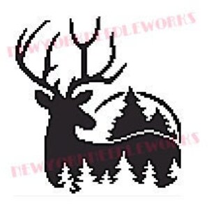 Deer Cross Stitch Deer Silhouette Cross Stitch Deer Silhouette Pattern, Deer Silhouette