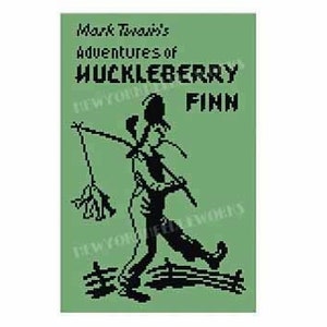 Vintage Huckleberry Finn Book Cross Stitch Huckleberry Finn Silhouette Book Cross Stitch, Boy Silhouette Cross Stitch