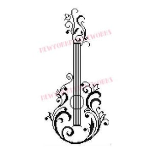 Guitar Silhouette Pattern, Guitar Cross Stitch, Cross Stitch, Guitar Pattern, Guitars, Silhouette Cross Stitch by NewYorkNeedleworks on Etsy