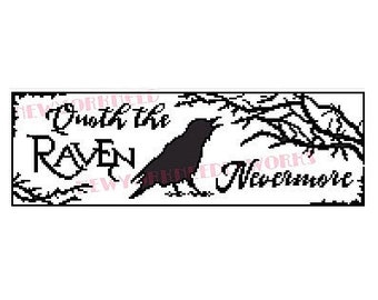 Raven Cross Stitch, Edgar Allan Poe, Quoth the Raven Nevermore , Poe Cross Stitch, Crows, Birds Silhouettes from NewYorkNeedleworks on Etsy