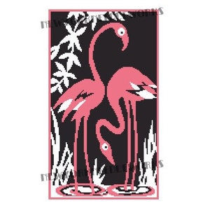 Art Deco Pink Flamingos, Flamingos Cross Stitch, Flamingos, Cross Stitch Pattern, Flamingos Pattern, Silhouettes, from NewYorkNeedleworks