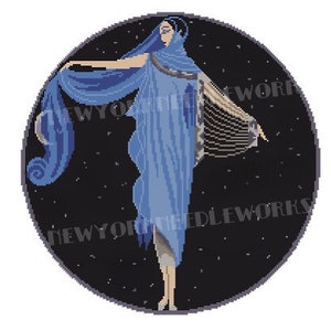 Art Deco Erte Cross Stitch Woman, Erte Cross Stitch, Art Deco Cross Stitch, Vintage Art Deco Pattern, Erte Pattern