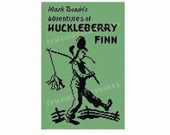 Vintage Huckleberry Finn Book Cross Stitch Huckleberry Finn Silhouette Book Cross Stitch, Boy Silhouette Cross Stitch