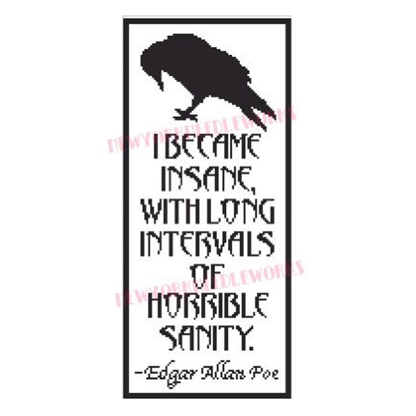 Poe Cross Stitch, Crow Cross Stitch, Edgar Allan Poe, Poe Sayings, Raven Cross Stitch, Crows, Bird Silhouettes, NewYorkNeedleworks on Etsy