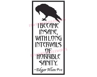 Poe Cross Stitch, Crow Cross Stitch, Edgar Allan Poe, Poe Sayings, Raven Cross Stitch, Crows, Bird Silhouettes, NewYorkNeedleworks on Etsy