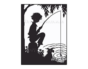 Vintage Boy Silhouette Cross Stitch Boy Fishing Silhouette Pattern Vintage Cross Stitch Silhouettes Fishing Cross Stitch