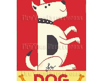 Hondenborduurpatroon, vintage hondenborduurpatroon, hondenbordje, vintage bordje