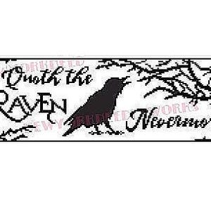Raven Cross Stitch, Edgar Allan Poe, Quoth the Raven Nevermore , Poe Cross Stitch, Crows, Birds Silhouettes from NewYorkNeedleworks on Etsy