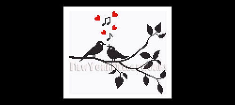 Love Birds Cross Stitch Birds Silhouette Cross Stitch Pattern Birds Cross Stitch Love Birds From Newyorkneedleworks On Etsy Silhouettes Craft Supplies Tools Sewing Fiber