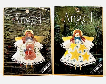 Two - Angel Ornament Cross Stitch Kits Vintage New Jo-Ann Fabrics  for Butterick Christmas Cross Stitch Kits