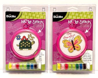 Two - New Bucilla My 1st Stitch Cross Stitch Kits Learn to Cross Stitch Kits