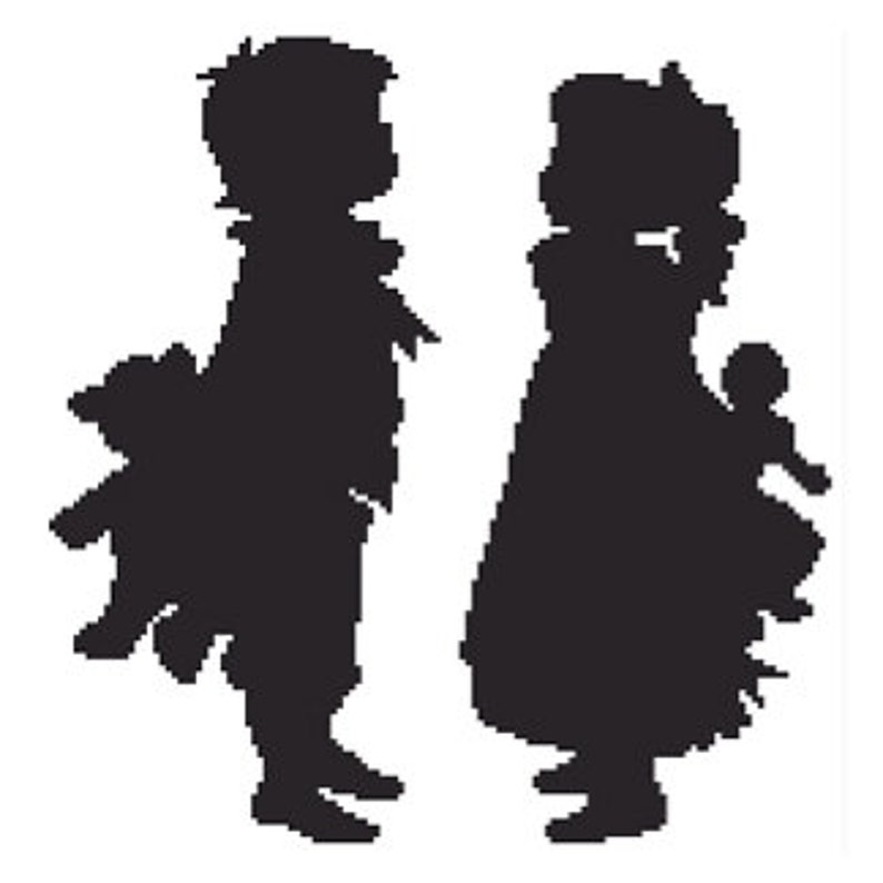 Vintage Boy and Girl Silhouette Vintage Silhouette Pattern Children Silhouette Vintage Cross Stitch Silhouettes image 1