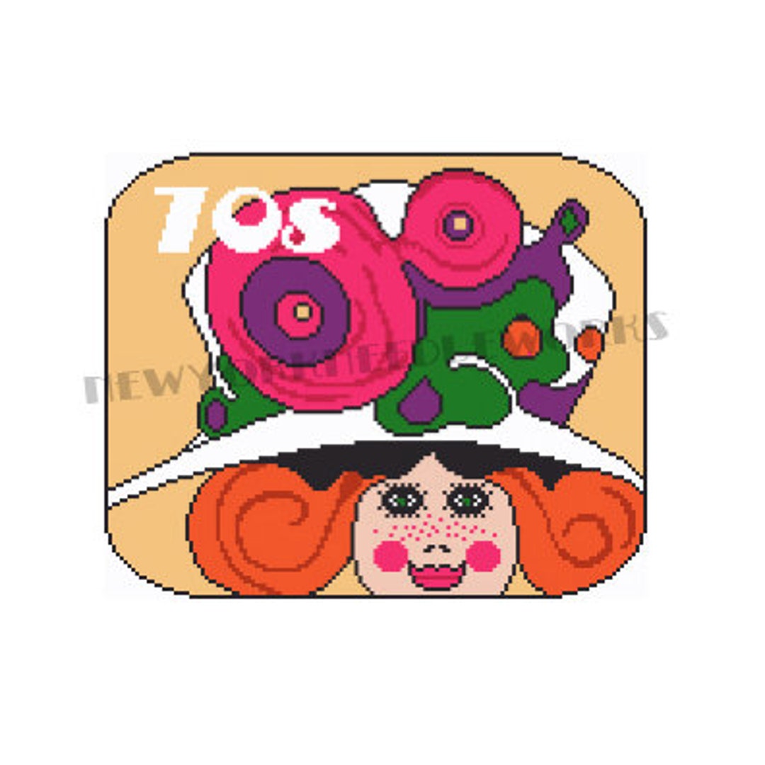 Retro 70s Girl Cross Stitch Retro Cross Stitch Retro Pattern 1970s