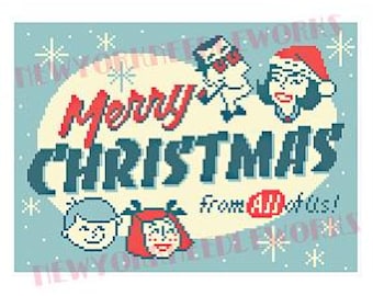 Christmas Retro Cross Stitch Vintage Christmas Cross Stitch Retro Christmas Pattern 1950s Cross Stitch