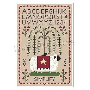 Simplify Sampler, Sheep Sampler, Primitive Cross Stitch, Sheep Cross Stitch, Country Sampler, Country Cross Stitch