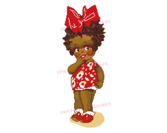 Black Americana Girl Cross Stitch, Little Girl Cross Stitch, Black Americana, Black Child Pattern, from NewYorkNeedleworks on Etsy