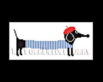 French Dachshund Cross Stitch Dachshund Cross Stitch Dachshund Cross Stitch Dog Dachshund Pattern Dog Cross Stitch