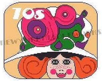 Retro 70s Girl Cross Stitch Retro Cross Stitch Retro Pattern 1970s Cross Stitch 1970 Retro Girl Cross Stitch