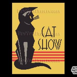 Art Deco Cat Cross Stitch Retro Cat Cross Stitch Vintage Art Deco Cat Cross Stitch Cat Silhouette