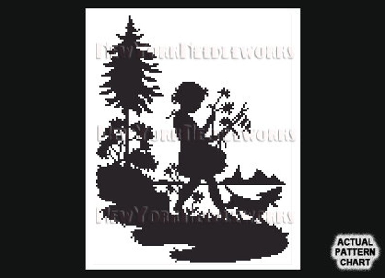Cross Stitch Girl Silhouette Little Girl Cross Stitch Girl With Dog Cross Stitch Silhouettes Children from NewYorkNeedleworks on Etsy