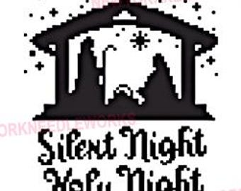 Christmas Cross Stitch Silent Night Holy Night Silhouette Cross Stitch Religious Cross Stitch