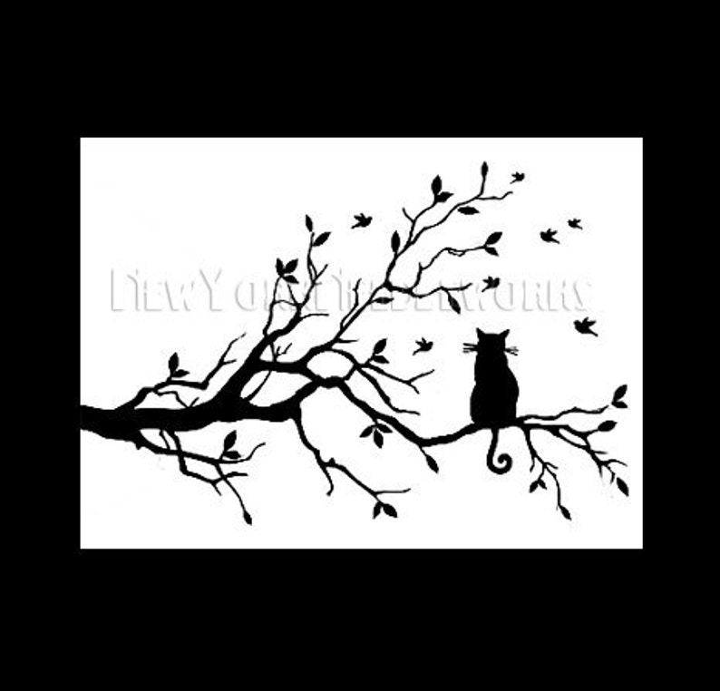 Cat in Tree Pattern Cat Cross Stitch Pattern Cat Silhouette Etsy