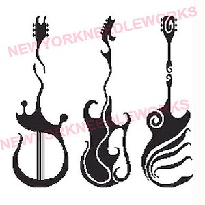 Guitars Cross Stitch Silhouette Guitars Cross Stitch Cross Stitch Guitars Pattern Guitars Silhouette Music Cross Stitch