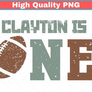 Personalized Football 1st Birthday PNG: Baby Boy First Year (Digital Download