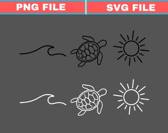 Ocean Turtle & Sun SVG: Summer Beach Design (Digital Download)