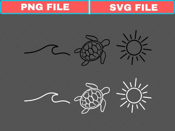 Ocean Turtle & Sun SVG: Summer Beach Design (Digital Download)
