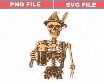 Skeleton Oktoberfest Graphic SVG: Beer Festival Design (PNG Digital File)