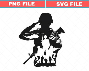 US Soldier SVG: Veteran, Army, USA Flag Cut Files (Digital Download)
