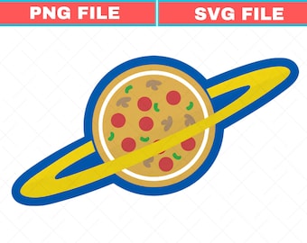 Pizza SVG, Planet, Pizza Planet, Cartoon, Clipart Design, Cricut Silhouette, PNG, Vector Digital Download