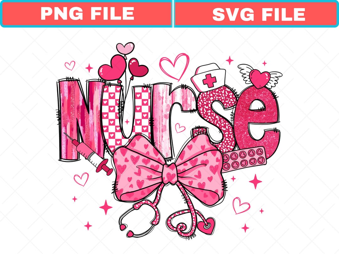 Valentine Nurse Svg, Valentines Day Png, Valentine Coquette Bow Svg ...