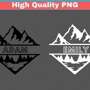 Personalized Mountain Split Monogram PNG, Custom Camping Trip Design (Digital Download)