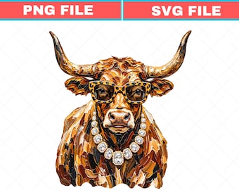 Western Glam Longhorn SVG | Rhinestone Cowgirl, School Spirit (Digital File)