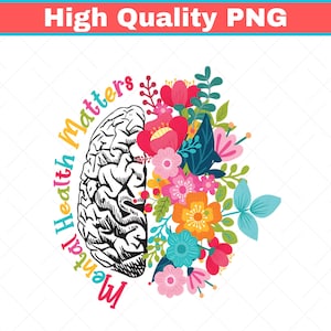 Psychische Gesundheit Fragen, psychische Gesundheit Png, Pflanzen-Liebhaber-Geschenk, Gartenarbeit Geschenk, Blumen Png, Blumengehirn, Bewusstsein für psychische Gesundheit