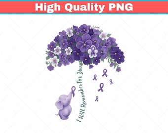 Alzheimer's Awareness Flower Ribbon PNG, Family Support Graphic (Digital Download)