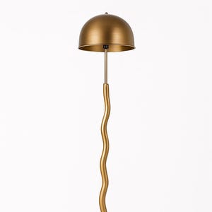 Sculptural Brass Floor Lamp with Marble Base – Modern Wave Design, Art Deco Standing Light, Statement Minimalist Home Lighting