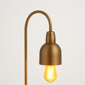 Brushed Brass Gooseneck Desk Lamp – Edison Bulb Table Light, Adjustable Vintage Mid Century Modern Desk Lighting, Office & Bedside Decor