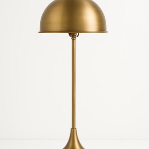 Mid‑Century Brass Table Lamp, Dome Desk Light, Modern Gold Desk Lamp, Bedside & Office Lighting, Minimalist Brass Decor