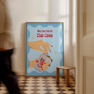 Diet Coke Digital Print | Retro Pop Art Soda Wall Art | Kitchen Decor Printable | Coca Cola Poster | Instant Download Art Print