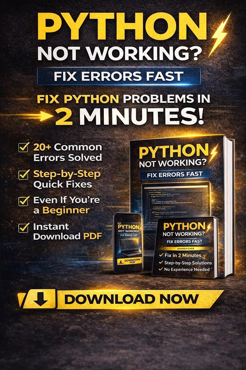 Python Not Working Fix, Fix Python Errors Fast, ModuleNotFoundError pip Fix, Beginner Python Guide PDF, VS Code Error Help image 7