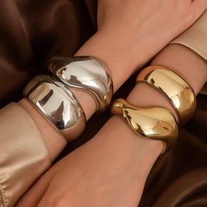 Sculptural Silver Cuff Bracelet: Chunky Statement Bangle