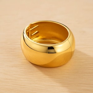 Chunky Cuff Bracelet: Sculptural Gold or Silver Statement Bangle